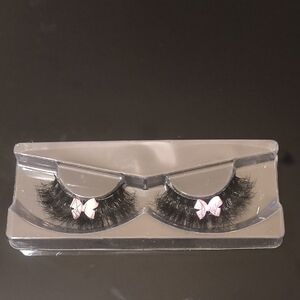 Black and Pink Bow Eyelashes